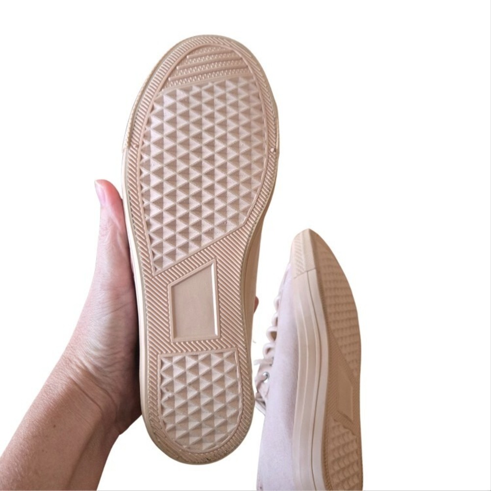 Summer Walking Shoe Feminine Size 9 Pink Sneaker Suede Lace Up Blush Coquette - Picture 3 of 10